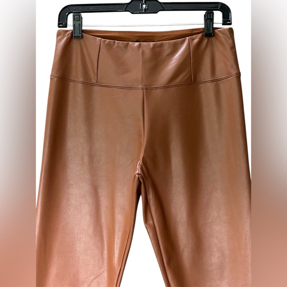 NWT Shinestar Tummy Tucker High Waist Faux Leather Leggings Camel Size L - Picture 4 of 12